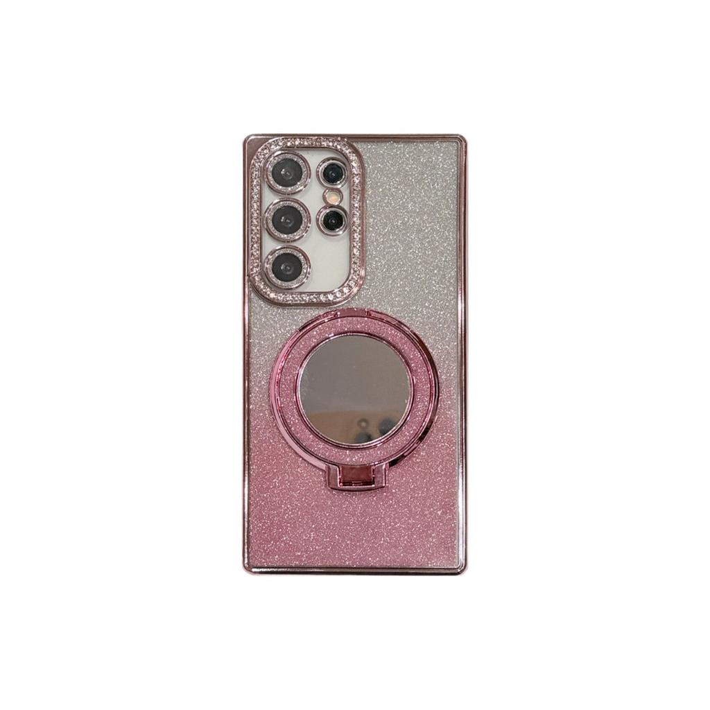 Suitable for Samsung S25ultra Electroplated Phone Case, S24 Mirror Stand, S23 Rhinestone Glitter, S22 Full Package Shockproof