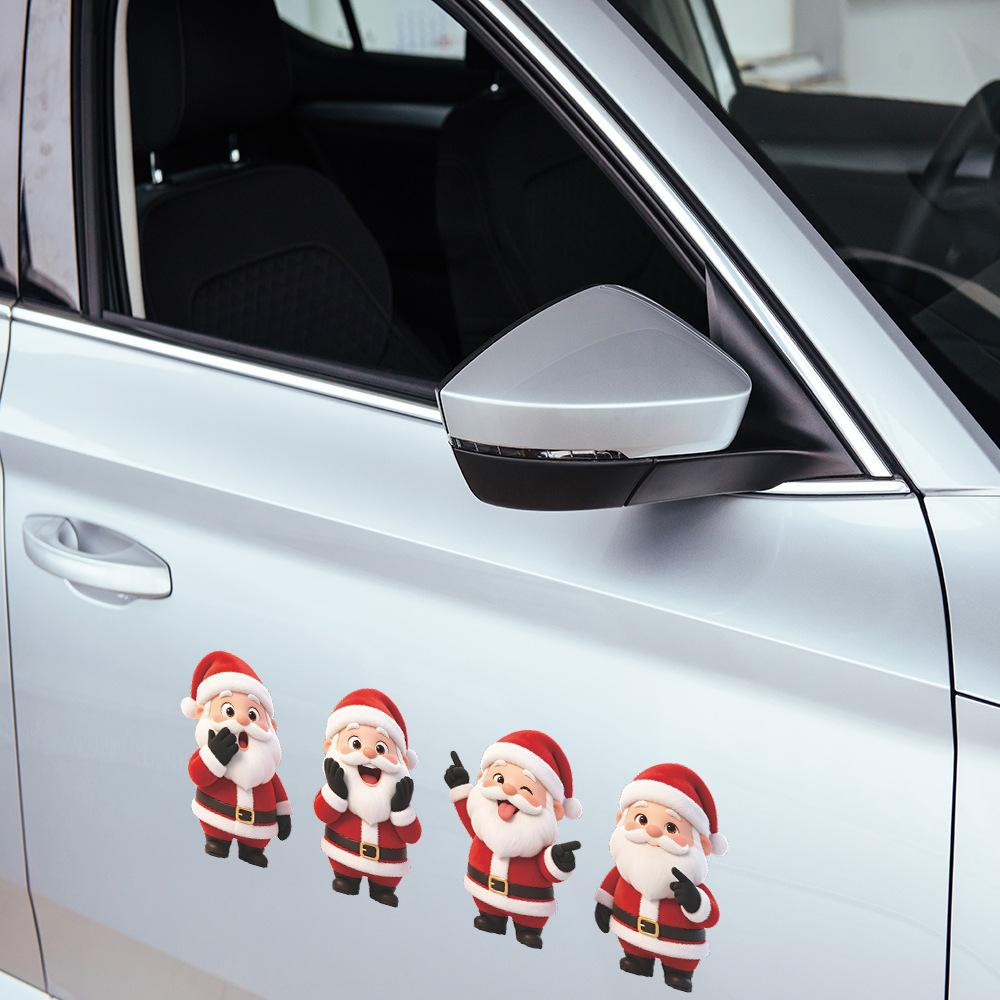 Cartoon Funny Four Santa Clauses Outdoor Balcony Glass Window Home Decoration Window Stickers