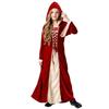 Court style Halloween burgundy horn sleeve dress, children's retro queen dress, musical performance show