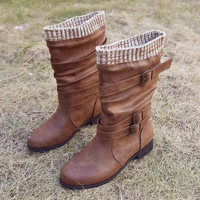 Juti Autumn/Winter 2021 European & American Fashion Women's Flat Leather Boots