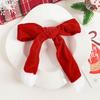 Sparkling Red Sequin Bow Hair Ties Spring Clip With Plush White Trim Cute & Sweet Velvet Scrunchies For Women And Girls Perfect Christmas Gift