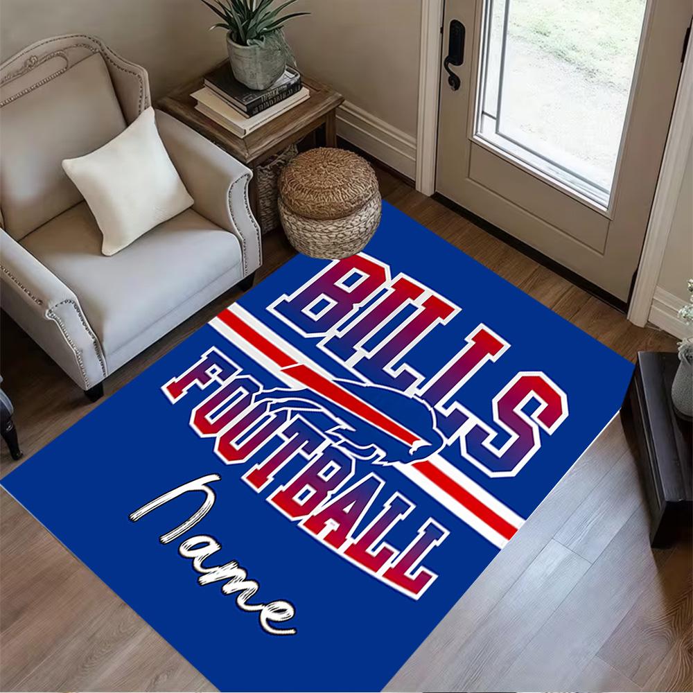Buffalo Bills Football Customized Name Area Rug Suitable for Decorate Room Dining Room Study Room Hallway Antislip Carpet Anime Office Decor