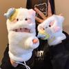 Cute Cartoon Cat Plush Gloves for Girls Winter Flip Cover Half-finger Touch Screen Thickened Warm and Adorable Riding Gloves New