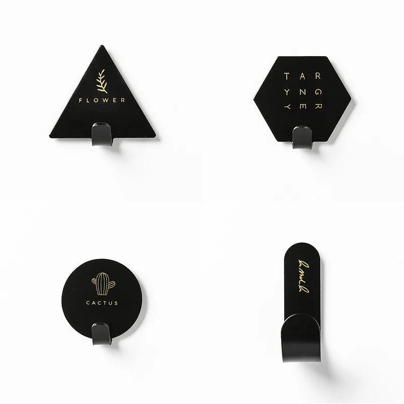 

4 шт. Крючок для бытовой кухонной стены, дверь, крючок из нержавеющей стали, вешалка, креативная сумка для ключей, черно-белые настенные крючки для полотенец на кухню чёрный