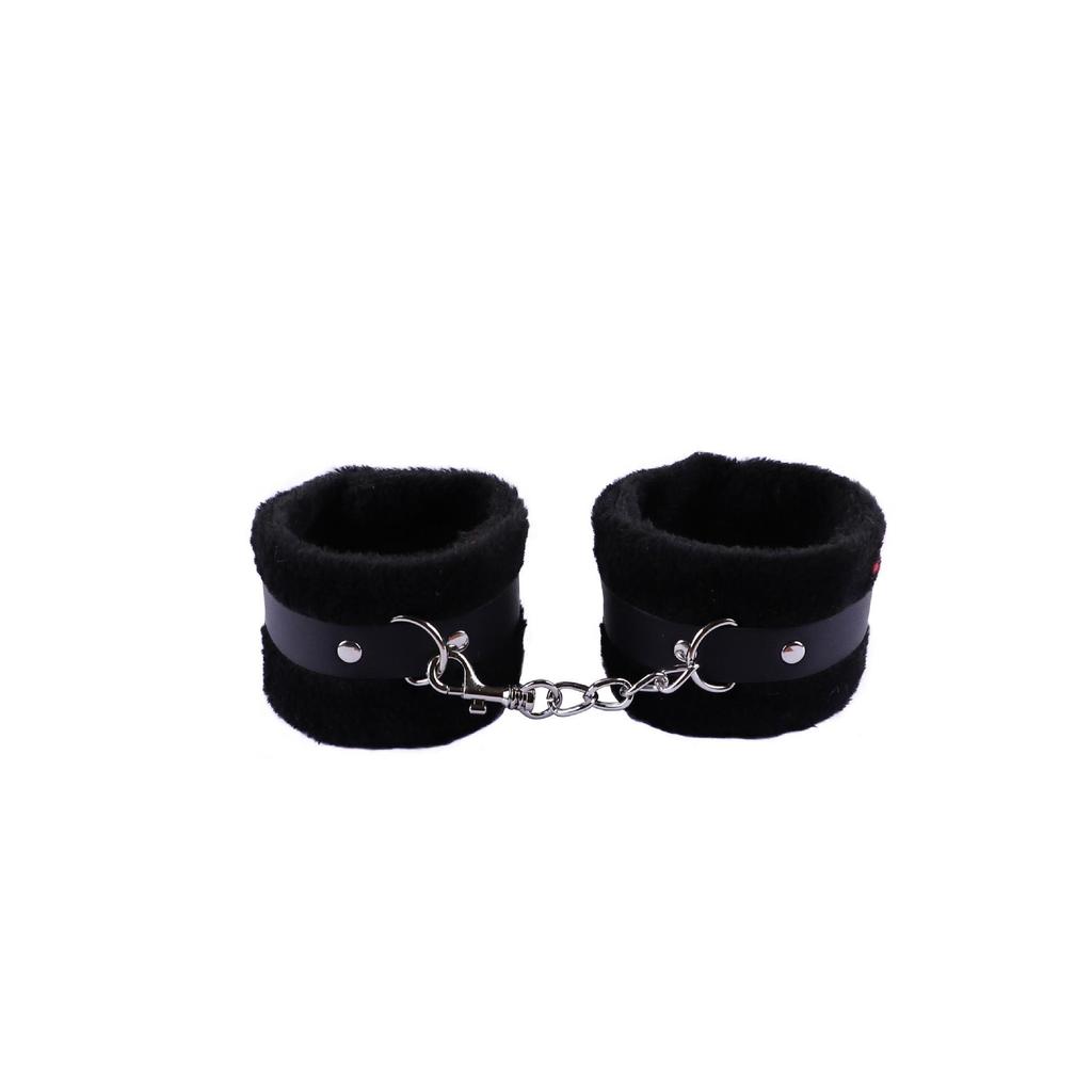 VaHppy Sex Toys 2pcs Blindfold + Handcuffs Cat Shape Pink/Black Plush SM BDSM Bondage Cosplay Couple Flirting