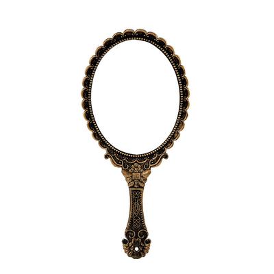 Handspiegel für Make-up im Vintage-Stil Europäischer Stil Spitze Rahmen Handspiegel Ovale Form Dekoratives Design für den persönlichen Gebrauch