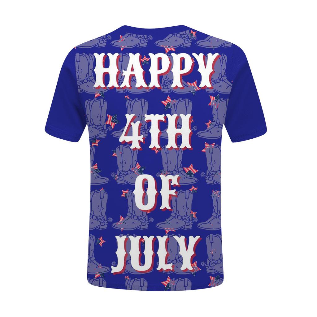 Women's Fashion Casual Independence Day Printed Round Neck Short Sleeve T-Shirt Top