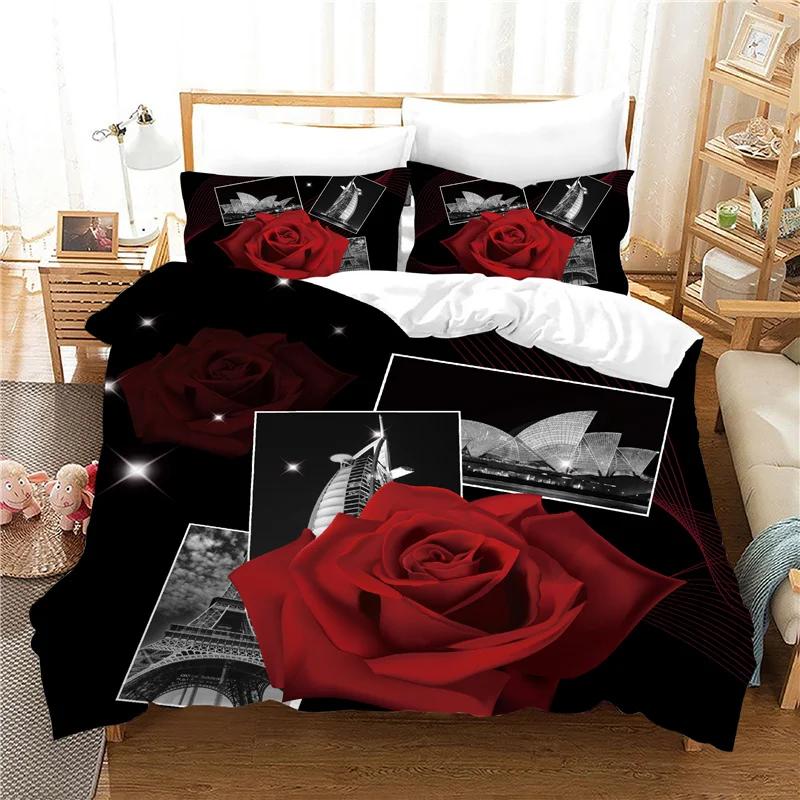 Comforter Love Bedding Set Leopard Rose Valentine'S Gift Soft Comfortable 100% Bedclothes Luxury New