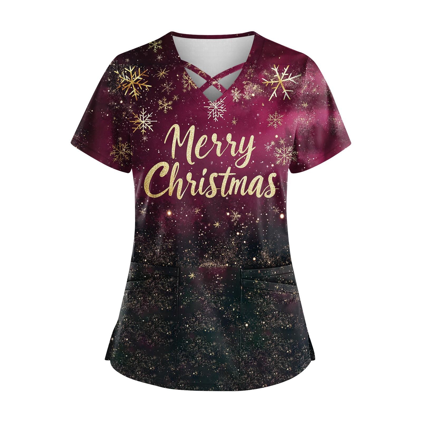 

Женская модная рабочая одежда с v-образным вырезом, короткими рукавами, завязками и карманами, топы соответствующего цвета и защитная одежда XXXL винный