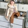 Children's Plush Cotton Hooded Jacket for Girls Outerwear Autumn Winter Coat Long Kids Clothes