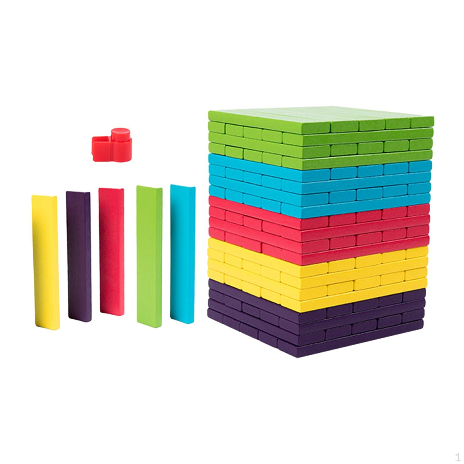 100x Wooden Blocks Stacking Game Montessori Toys Early Learning Tumbling Block Board Games for