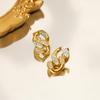 Elegant Rhinestone Titanium Steel Rope Stud Earrings, 18K Gold-Plated, Versatile for Commuting, Colorfast, High-End Feel