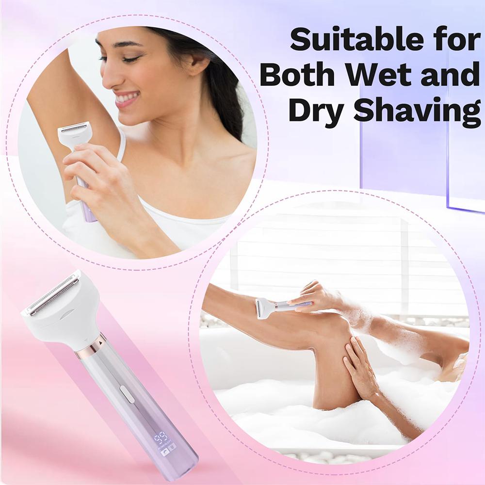 Electric Razor Shaver for Womens Bikini Trimmer Ladies Painless Armpit Legs Face Hair Removal Wet & Dry