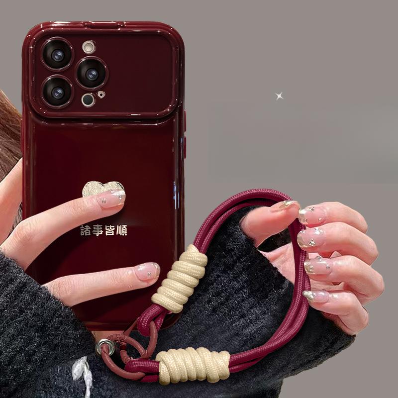 

Все добре з коханням Шнурок Підходить для Apple 16pro Велика віконна накладка для мобільного телефону 15 М який силікон 14 Повний захист Від падінь 8 iPhone 16 Pro