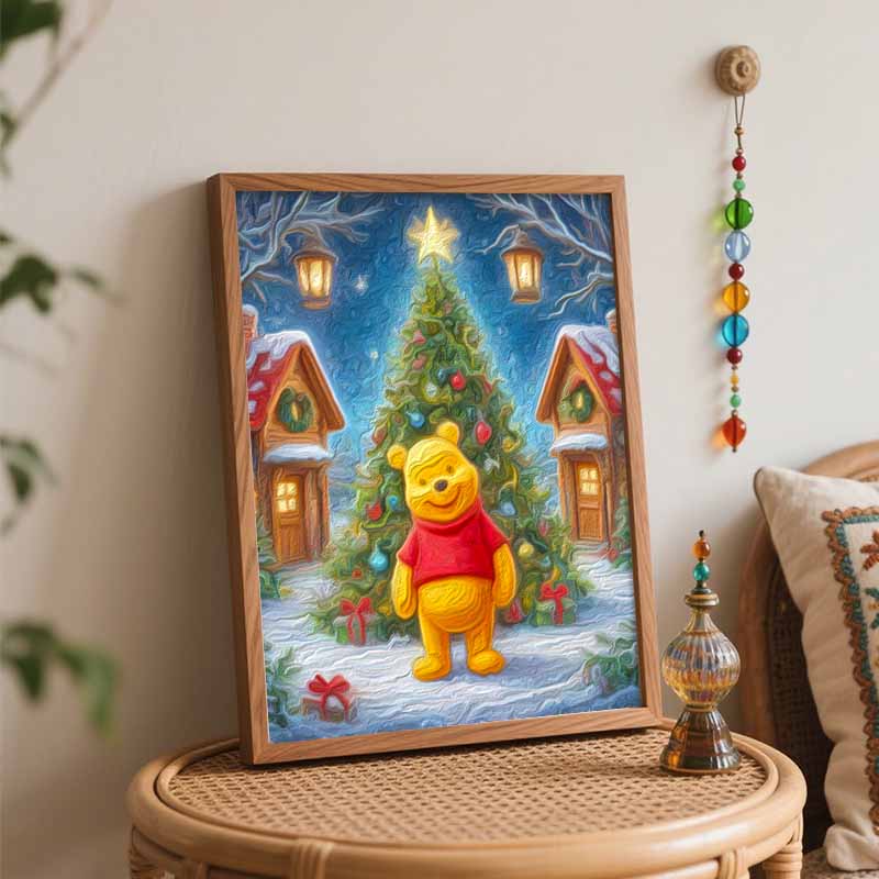 Disney Winnie the Pooh Christmas Oil Painting Hand Painting Coloring Painting Handmade Diy Home Decoration Gift