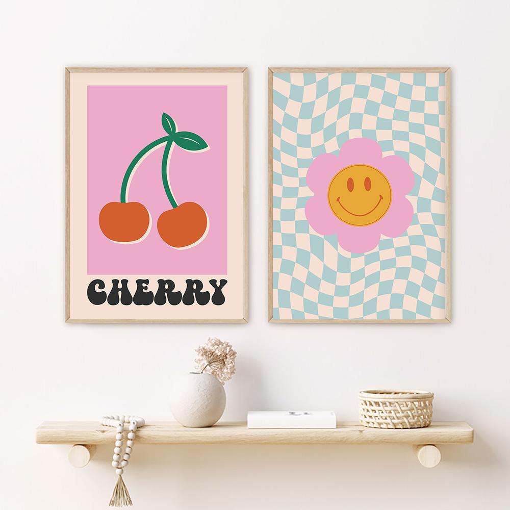 70s Funky Retro Abstract Poster Canvas Painting Pink Aesthetic Gallery Wall Art Print Picture Kids Bedroom Home Decor