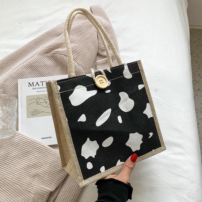 

ins портативный льняной мешок бенто женская мода выходной холст сумка для риса офисный работник день маленькая сумка
