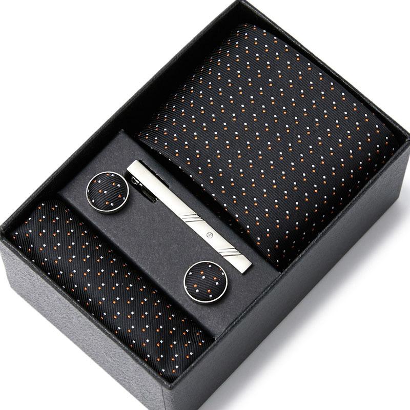 Tie Men'S Business Professional Dress Suit Blue Striped Gift Box Polyester Silk 7.5Cm Business Gift