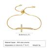Vnox Full CZ Stones Cross Bracelets for Women Teens, Gold Color Slim Box Link Chain Bracelets Wristband,Religion Faith Accessory