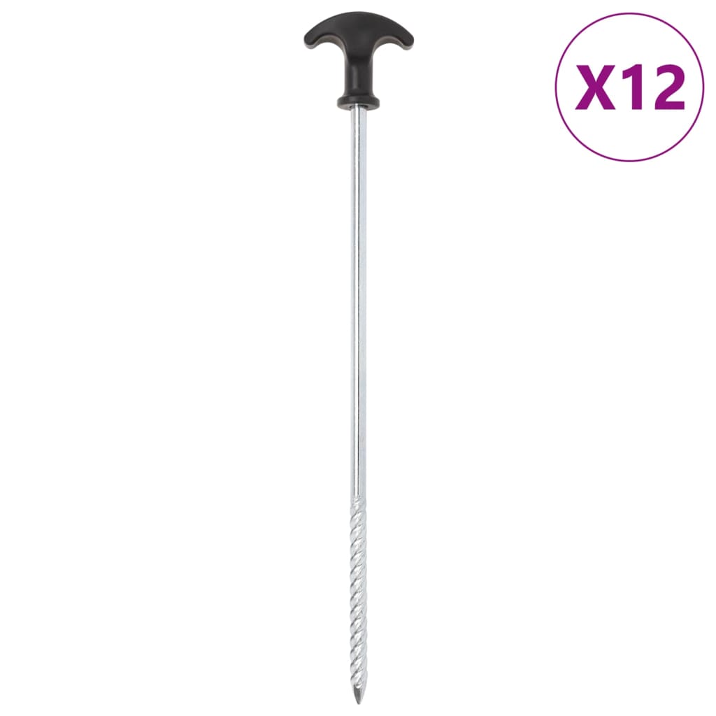 Tent Pegs 12 Pcs 30 Cm Ø7 Mm Galvanized Steel