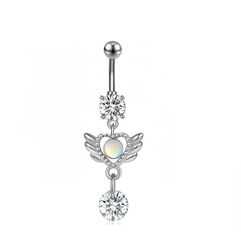 Colorful Y2K Stainless Steel Zircon Planet Moon Butterfly Belly Rings Cute Butterfly Body Piercing Jewelry Belly Button Rings