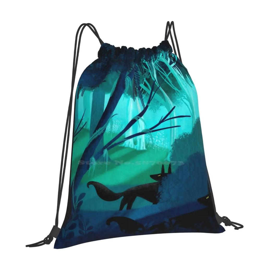 Shadow Wolves Stalk The Silver Wood New Arrivals Unisex Bags Student Bag Backpack Animation Fairytale Story Book Wolves Woods
