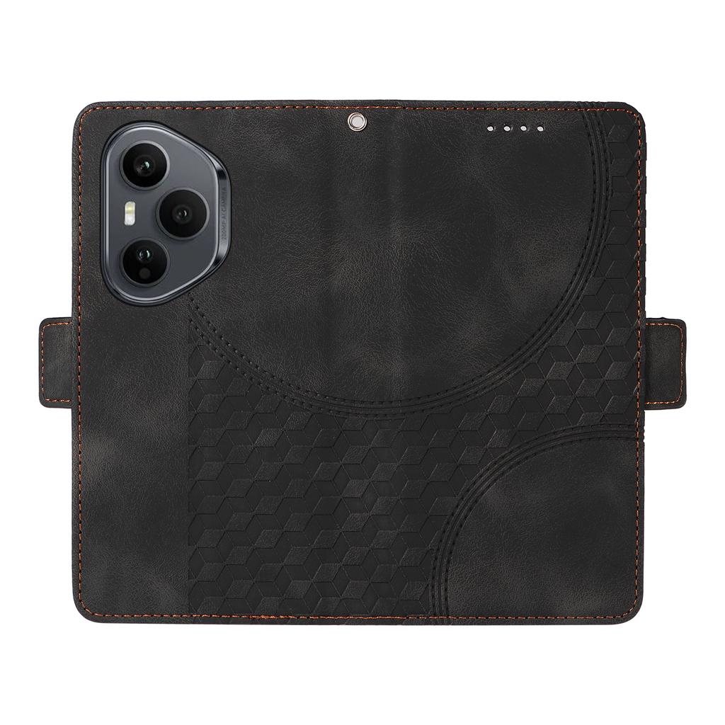 For Honor 400 Pro 5G (Global) Leather Cases Wallet Rhombus Imprinted Phone Cover Stand with Strap