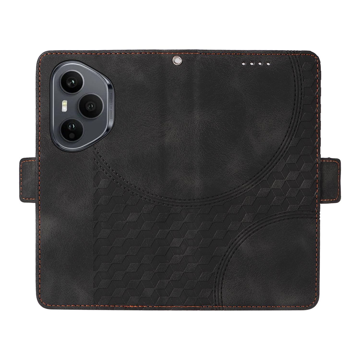 

For Honor 400 Pro 5G (Global) Leather Cases Wallet Rhombus Imprinted Phone Cover Stand with Strap Blue