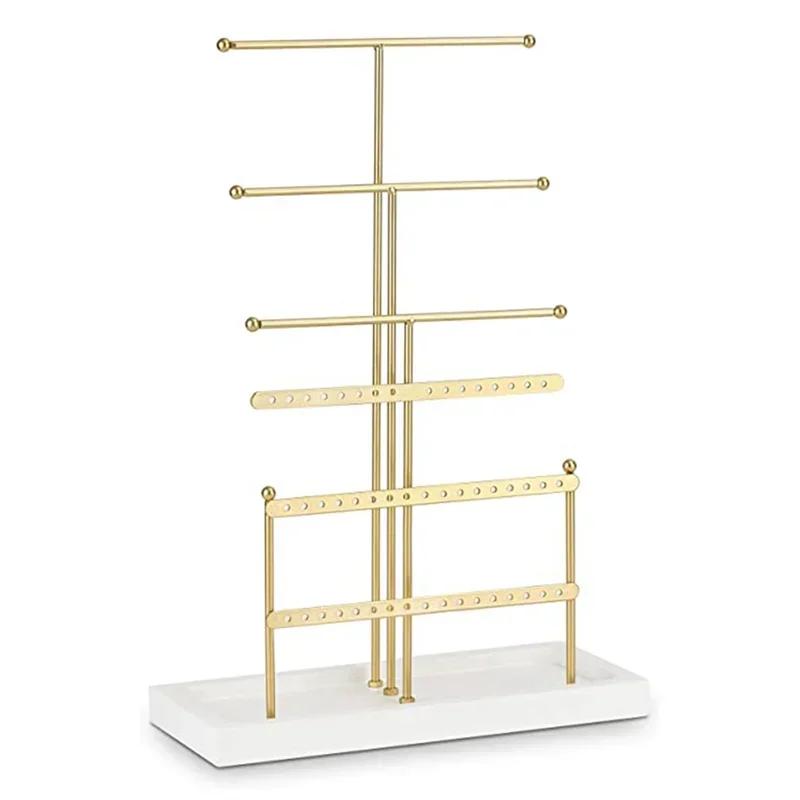 Jewelry Organizer Tabletop Jewelry Holder Earring Necklace Bracelet  Jewelry Tree Display Stand with Tray