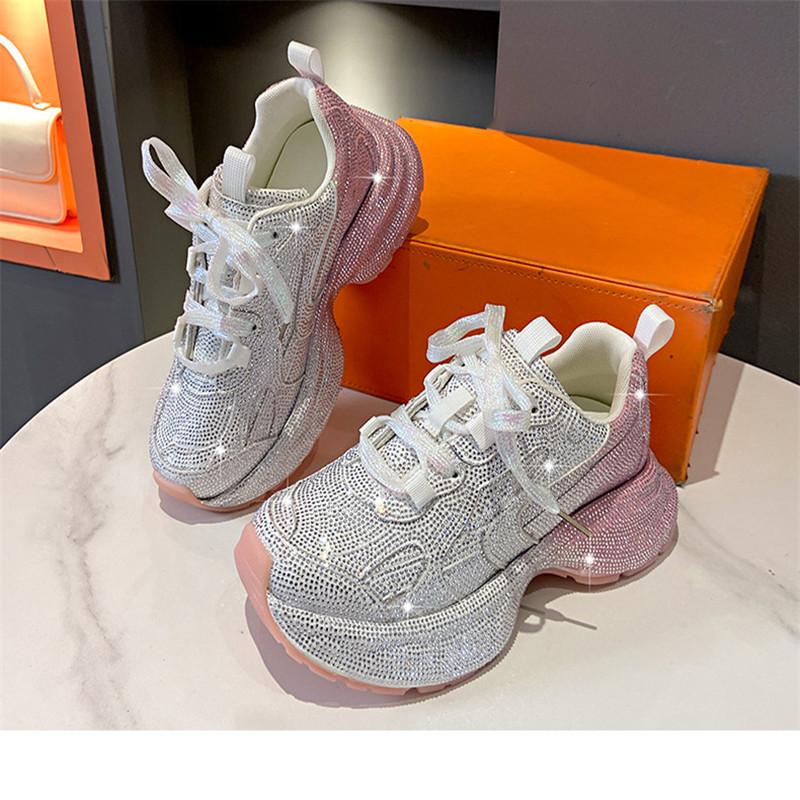 2024 Women Sneakers Rhinestones Shining Crystal Casual Shoes for Men Platform Comfort Vulcanized Shoes Luxury Women Sport Shoes