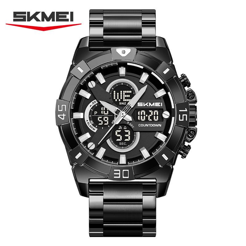 Electronic Watch Men's Sports Chronograph Watch Steel Belt Multi-function Electronic Watch Luminous Waterproof Watch