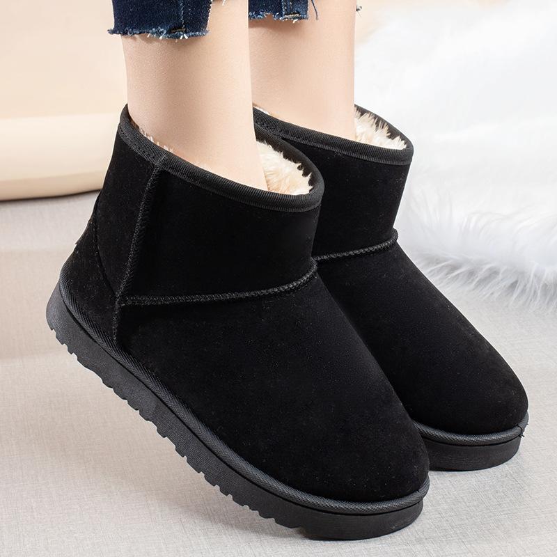 Popular snow boots women's winter 2024 new fur integrated fleece thickened warm snow cotton shoes short boots