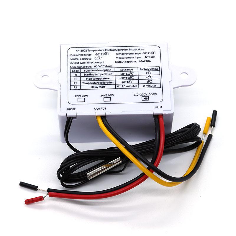 1-10Pcs XH-W3002 220V /12V Digital LED Temperature Controller 10A Thermostat Control Switch Probe with Waterproof Sensor W3002