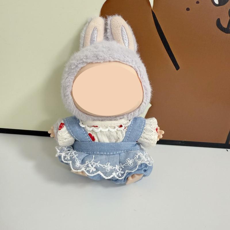[Cloth Only] 17cm Doll Clothes Love Shirt Overalls and Pants Set Cute Clothes for Dolls Dress up Unique Style