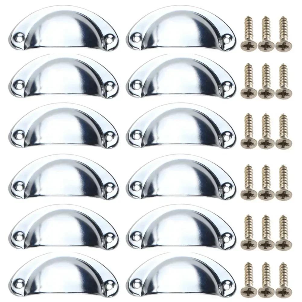12Pcs Shell Furniture Handles Cabinet Pulls Drawer Knobs Half Moon Kitchen Cupboard Wardrobe Door Handle Antique Hardware