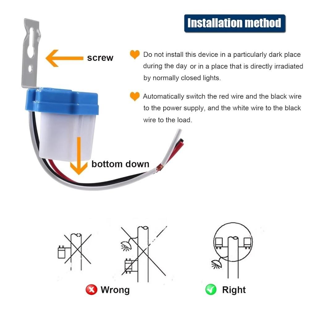 Automatic Auto On Off Photocell Street Light Switch Adjustable 50-60Hz Photoelectric Sensor Control 10A AC 220V
