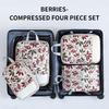 4Pcs/set Creative Printed Compression Packing Cubes Organizer Set Lightweight Travel Suitcase Clothes Storage Bags