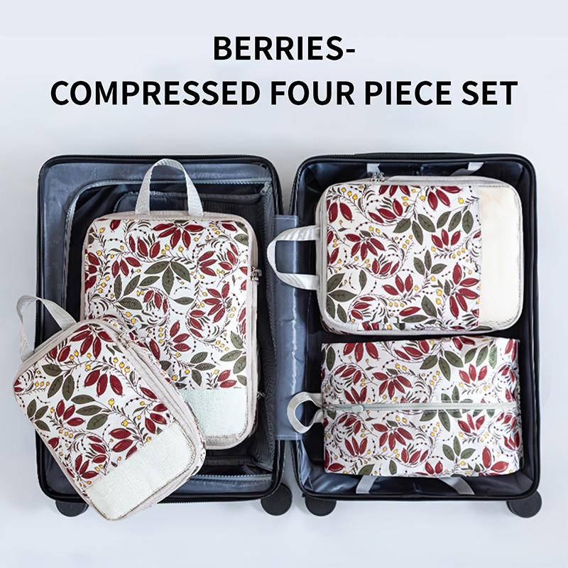 4Pcs/set Creative Printed Compression Packing Cubes Organizer Set Lightweight Travel Suitcase Clothes Storage Bags