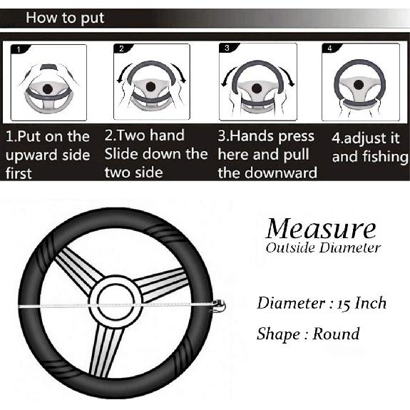 Bling Bling Steering Wheel Cover Universal Luxury Plush Belt Crystal Rhinestone Non-Slip Wheel Protective Cover Women's Girls New 15 Inches Gray