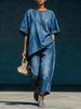 2026 Spot New Cross-border European and American Fashion Anti-denim Loose Wide-leg Pants Two-piece Set Elegant Casual Style