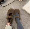 Fashion Design Fur Women Mary Jane Shoes Concise Keep Warm Outdoor Shoes Ladies Comfort Cotton Flats Shoes