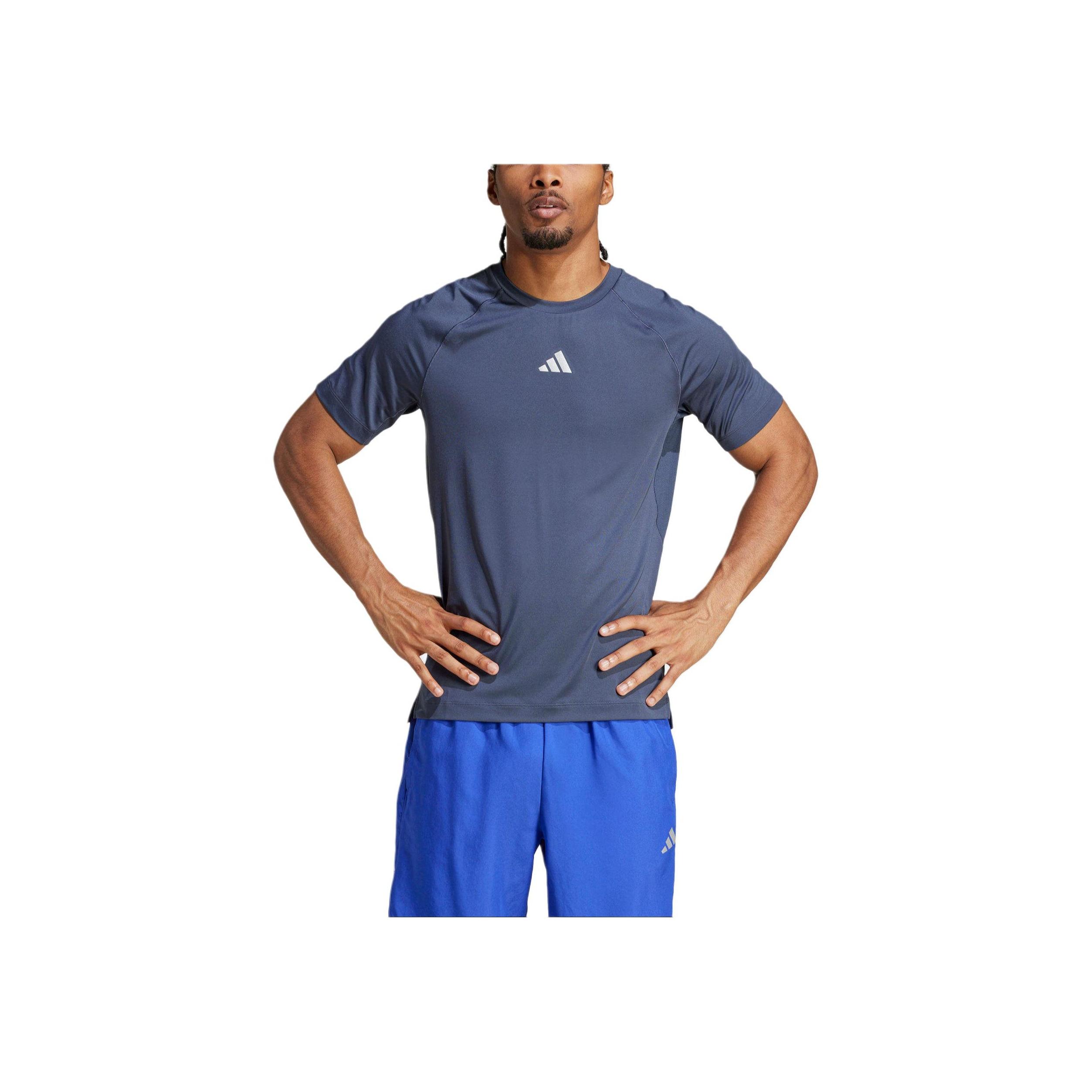 Adidas Sport Performance Gym+ Aeroready Training Sports Fashion Short Sleeve T-Shirt Men Tops Blue IW8374 S