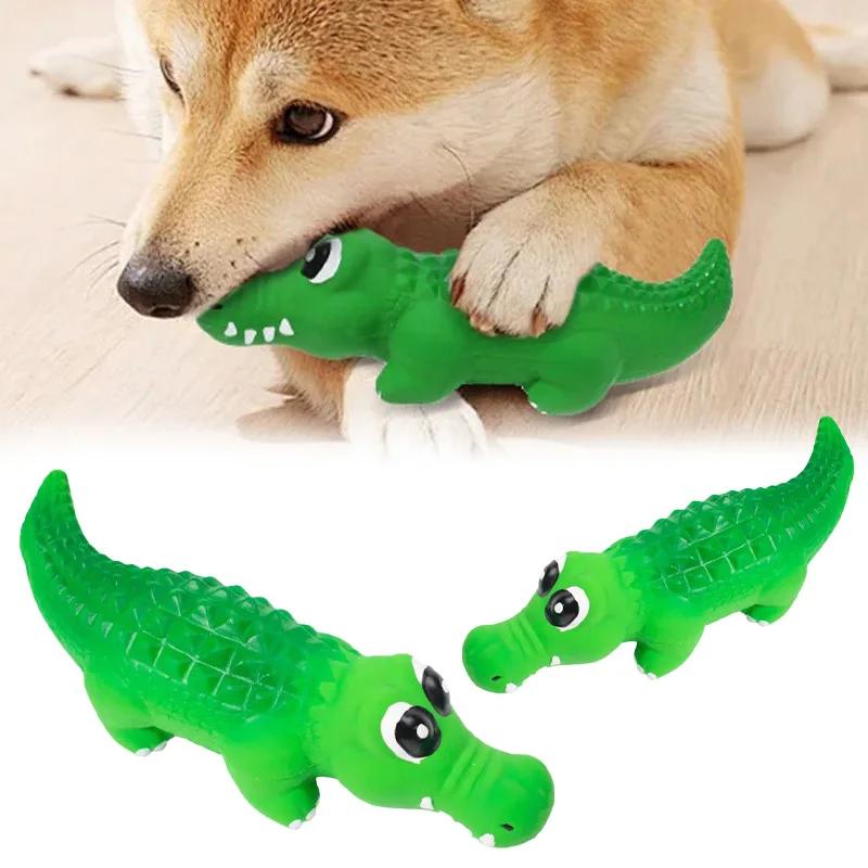 Latex Crocodile Dog Chew Toy Durable Bite Resistant Teeth Cleaning Interactive Play Safe for Small Medium Pets Squeaky Rubber To