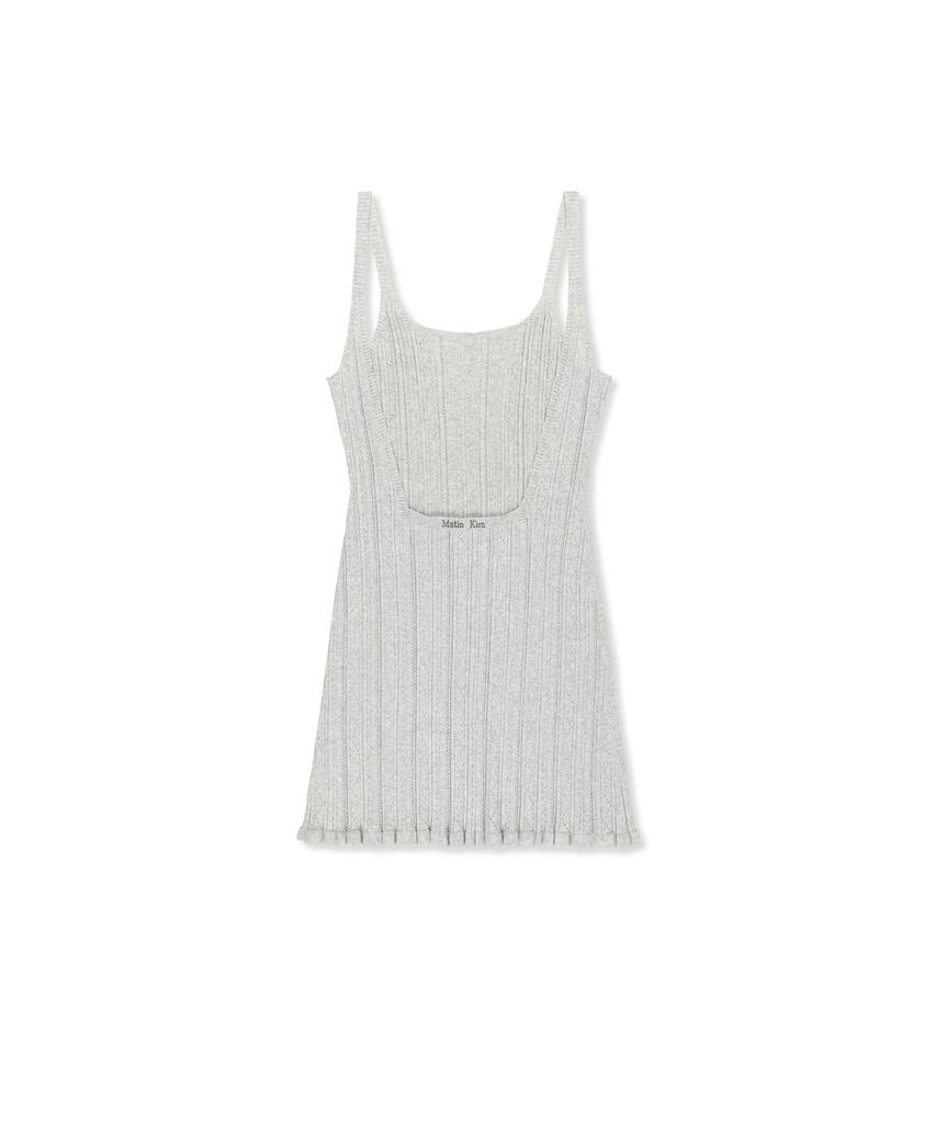 Mattengkim Open Back Ribbed Knit Dress In Light Gray