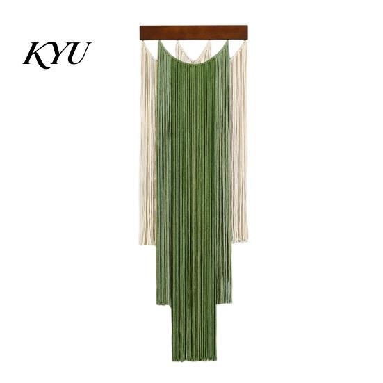 Handmade Cotton Wall Decor Boho Hanging Decor, Hand Woven Tassel Tapestry, Gradient Tapestry for Bedroom Color Fringe Living Room Cafe Decoration