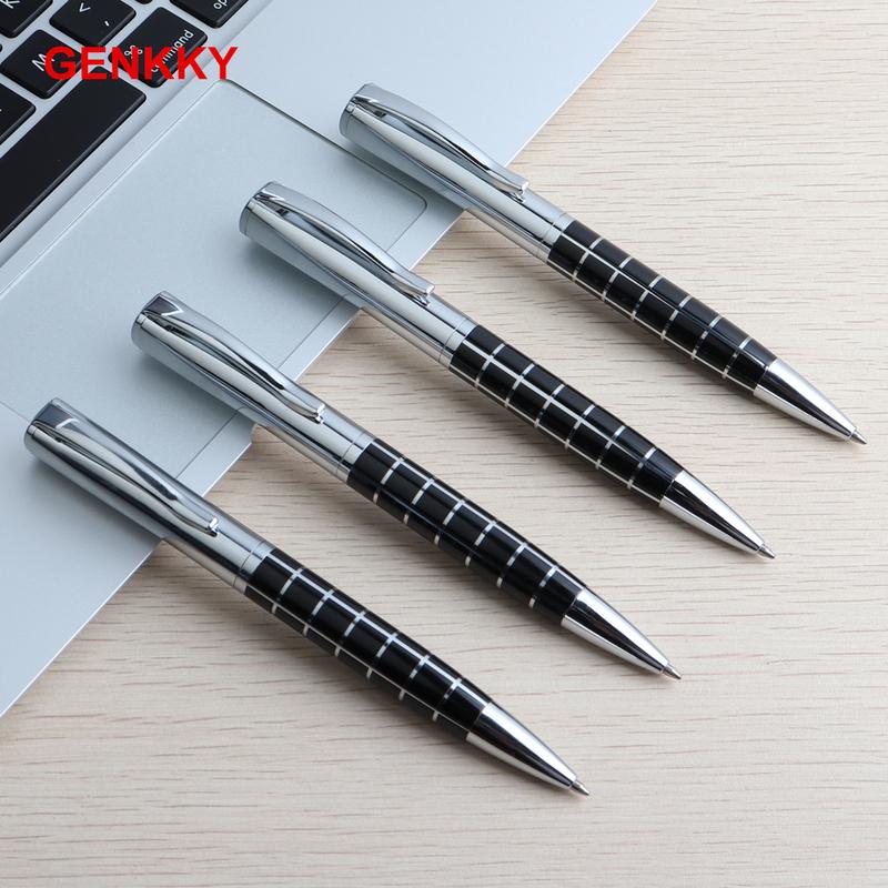 Rotating Metal Ballpoint Pen Stainless Steel Ball Pens For School Office Steel Bar Oil Commercial Stationery Gift