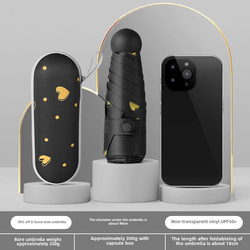 Compact Dual-Use Capsule Umbrella: Portable, Foldable, Lightweight, Sun & Rain Protection