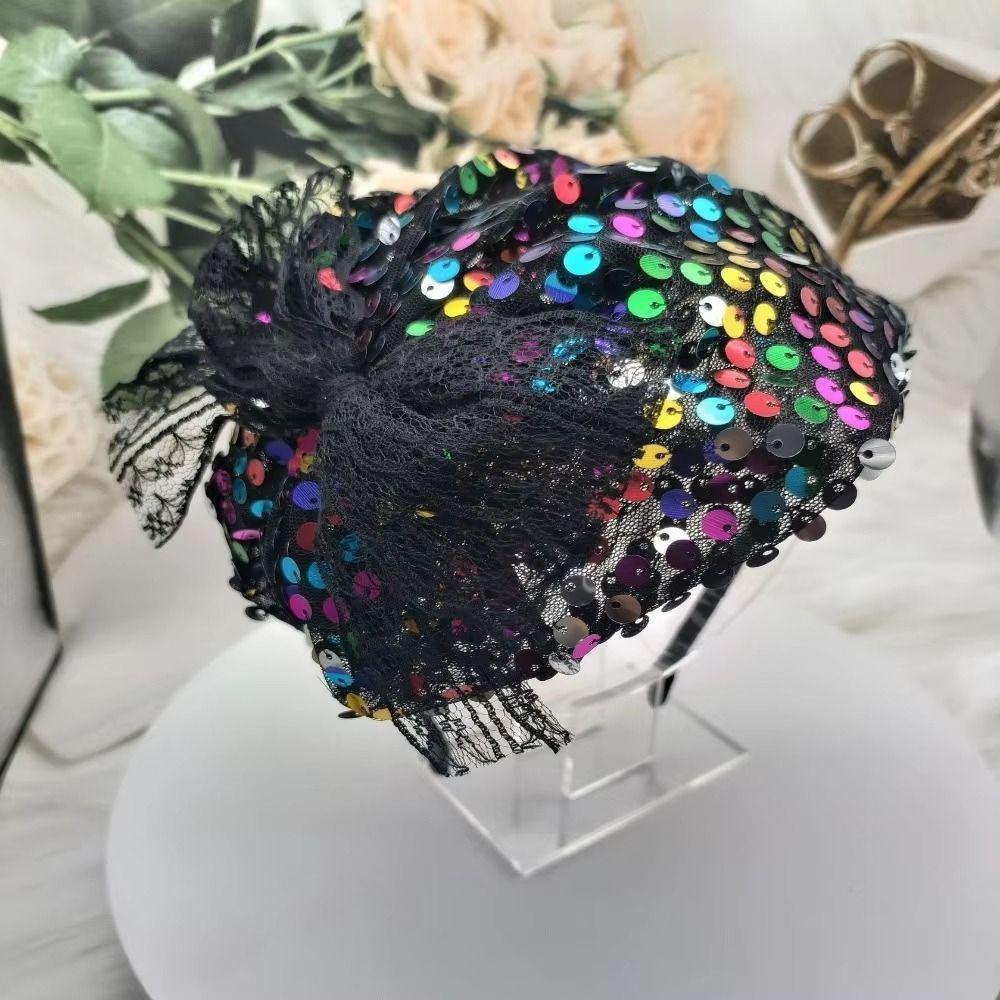 Glitter Sequin Half Hat Headband Breathable Women's Hair Hoop Glitter Sequin Headband Summer