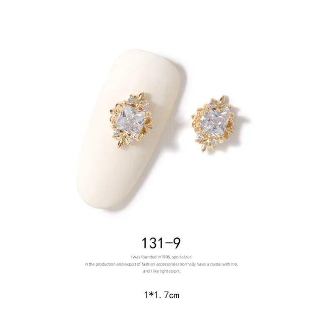 2pieces 3D Metal Zircon Nail Art Jewelry Japanese Nail Decorations Top Quality Zircon Crystal Manicure Zircon Diamond Charms