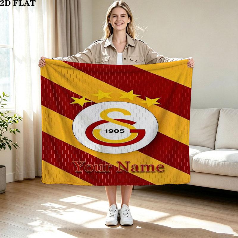 1PC Galatasaray S Custom Name Patterned Flannel Blanket Suitable For All Seasons for Home Decor Warmth and Comfort Gifts Holiday Present